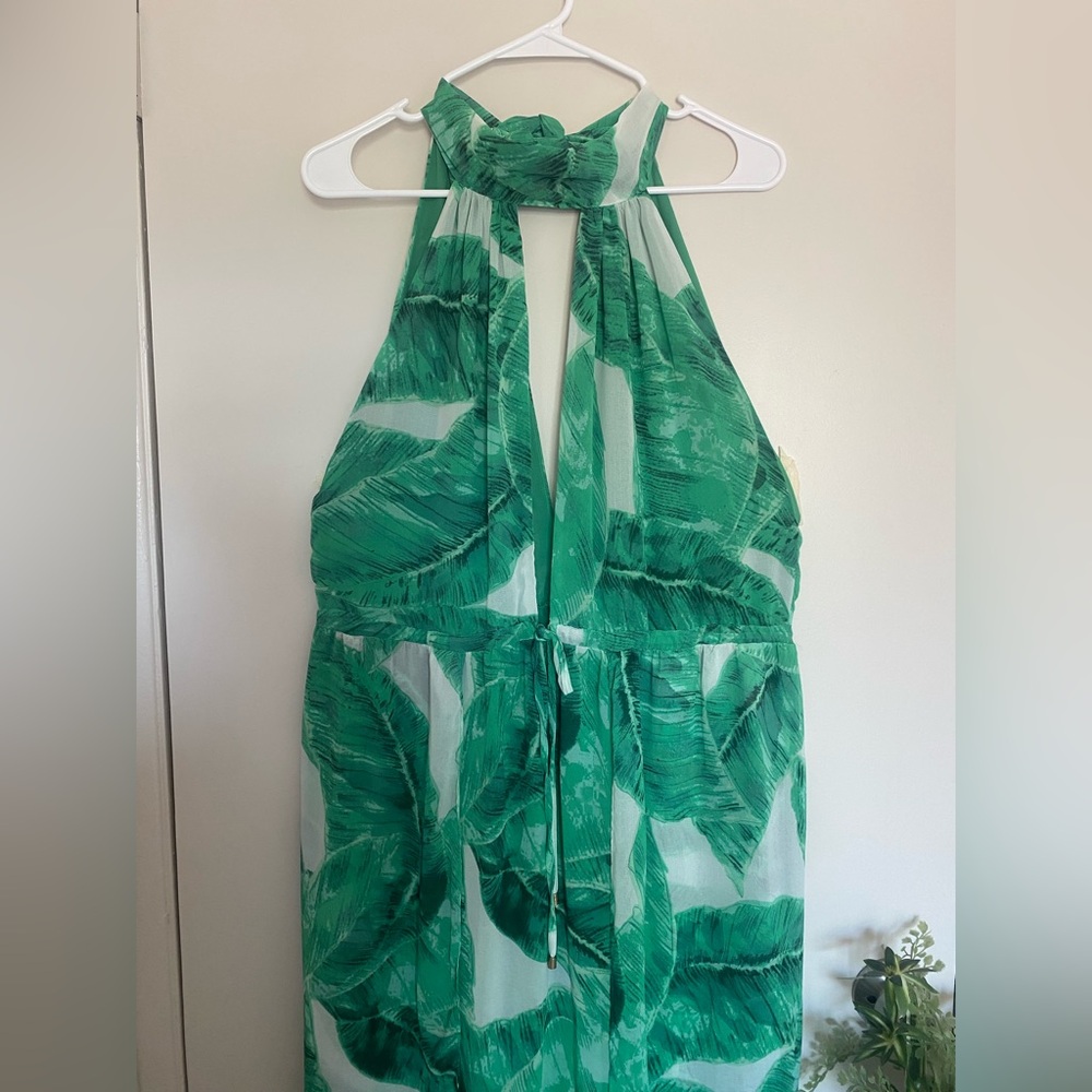 Apricot Lane Vibrant Green Leaf Dress women size‎ large - Picture 4 of 13